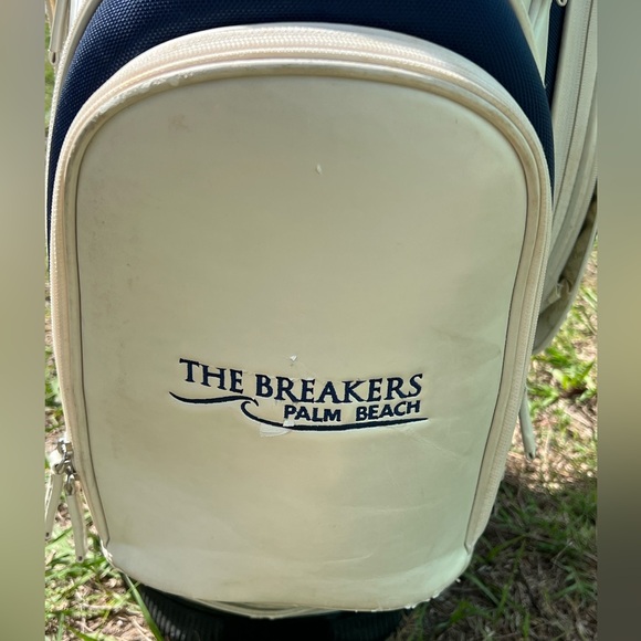 Leather Pearl White Burton Golf Bag Breakers Palm Beach Leather 10 Way, Nice - Picture 6 of 12